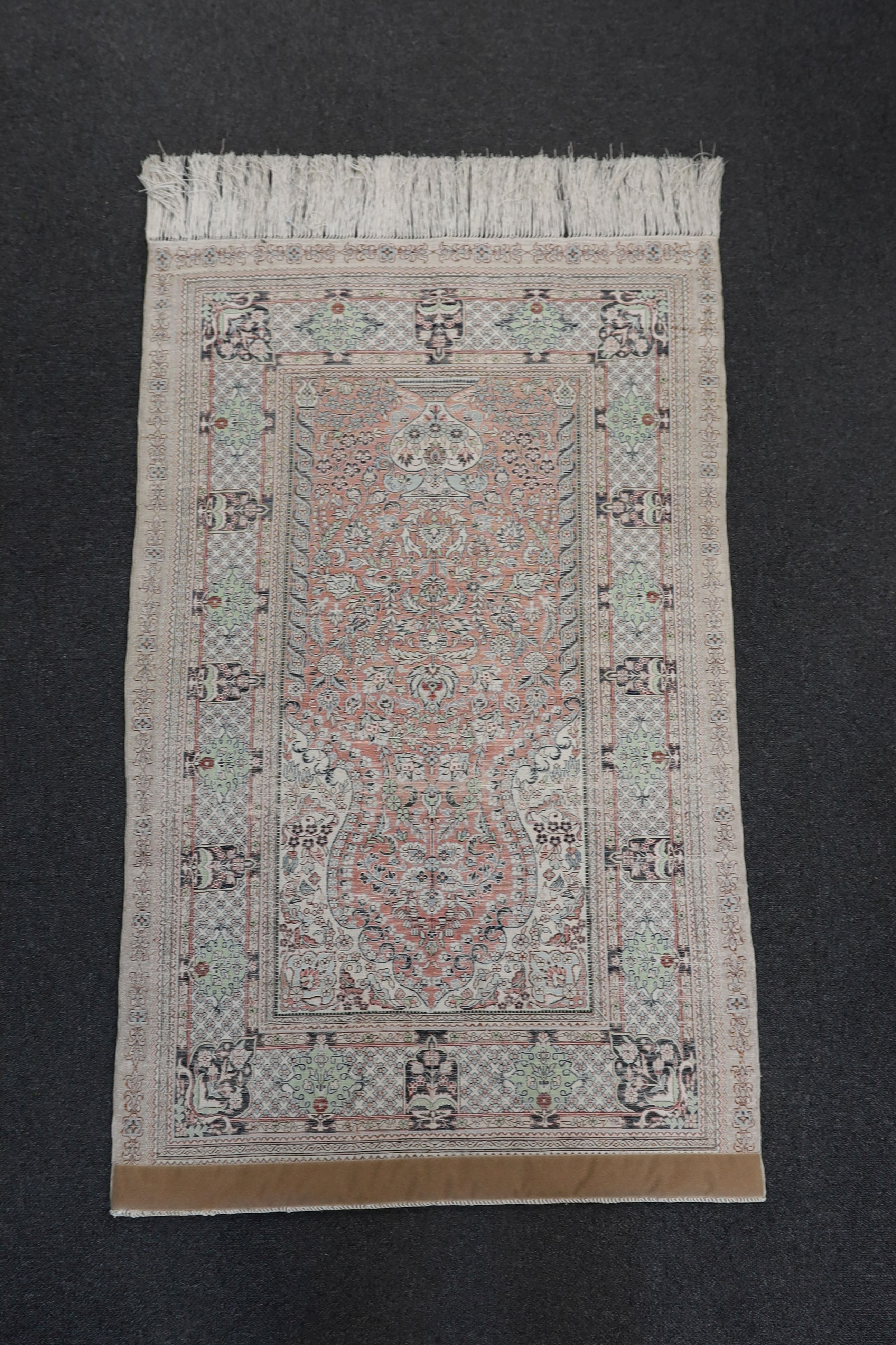Two North West Persian part silk rugs, larger 150 x 103cm